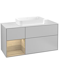 Villeroy und Boch Finion Villeroy und Boch G291PCGJ 120cm, plaque de finition blanc mat, Emotion, étagère à gauche Oak Veneer , gris clair mat