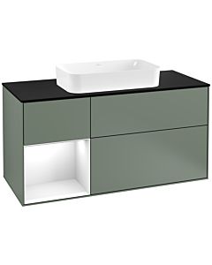 Villeroy und Boch Finion Villeroy und Boch Finion G292GFGM 120cm, cover plate black matt, Emotion, shelf left Glossy white lacquer, Olive Matt Lacquer