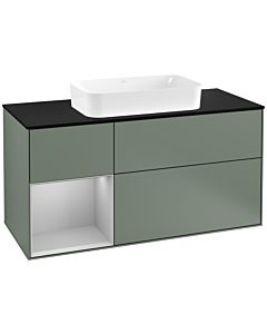 Villeroy und Boch Finion Villeroy und Boch Finion G292GJGM 120cm, cover plate black matt, Emotion, shelf left light gray matt, Olive Matt Lacquer