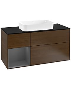 Villeroy und Boch Finion Villeroy und Boch G292GKGN 120cm, plaque de finition noir mat, Emotion, étagère gauche Anthracite mat, placage noyer