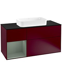 Villeroy und Boch Finion Villeroy und Boch G292GMHB 120cm, couvercle noir mat, Emotion, étagère à gauche Olive Matt Lacquer , Peony Matt