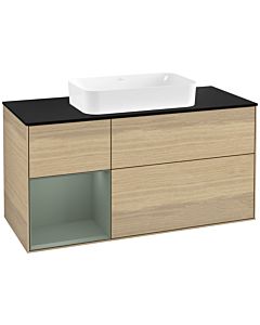 Villeroy und Boch Finion Villeroy und Boch Finion G292GMPC 120cm, cover plate black matt, Emotion, shelf left Olive Matt Lacquer , Oak Veneer