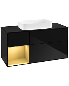 Villeroy und Boch Finion Villeroy und Boch G292HFPH 120cm, couvercle noir mat, Emotion, étagère gauche or mat, Glossy Black Lacquer
