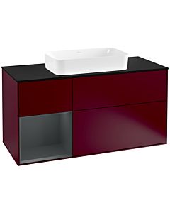 Villeroy und Boch Finion Villeroy und Boch Finion G292HGHB 120cm, cover plate black matt, Emotion, shelf left Midnight Blue Matt Lacquer , Peony Matt
