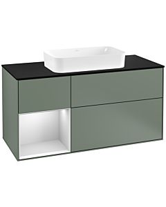 Villeroy und Boch Finion Villeroy und Boch Finion G292MTGM 120cm, cover plate black matt, Emotion, shelf left white matt lacquer, Olive Matt Lacquer
