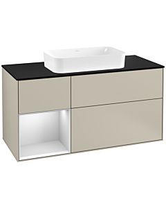 Villeroy und Boch Finion Villeroy und Boch Finion G292MTHH 120cm, cover plate black matt, Emotion, shelf left white matt lacquer, Sand Matt Lacquer