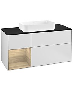 Villeroy und Boch Finion Villeroy und Boch G292PCMT 120cm, plaque de finition noir mat, Emotion, étagère à gauche Oak Veneer , laqué blanc mat