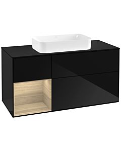 Villeroy und Boch Finion Villeroy und Boch Finion G292PCPH 120cm, cover plate black matt, Emotion, shelf left Oak Veneer , Glossy Black Lacquer