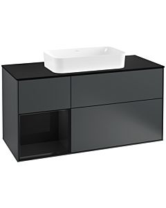 Villeroy und Boch Finion Villeroy und Boch G292PHHG 120cm, plaque de finition noir mat, Emotion, étagère gauche Glossy Black Lacquer , Midnight Blue Matt Lacquer