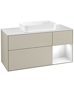 Villeroy und Boch Finion Villeroy und Boch Finion G301GFHH 120cm, cover plate white matt, Emotion, shelf on the right Glossy white lacquer, Sand Matt Lacquer