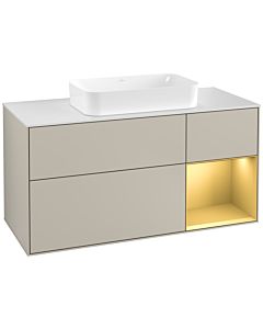 Villeroy und Boch Finion Villeroy und Boch Finion G301HFHH 120cm, cover plate white matt, Emotion, shelf on the right gold matt, Sand Matt Lacquer