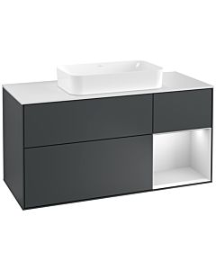 Villeroy und Boch Finion Waschtischunterschrank G301MTHG 120cm, Abdeckplatte white matt, Emotion, Regal rechts White matt lacquer, Midnight Blue Matt Lacquer