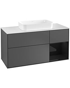 Villeroy und Boch Finion Villeroy und Boch Finion G301PHGK 120cm, cover plate white matt, Emotion, shelf on the right Glossy Black Lacquer , anthracite matt