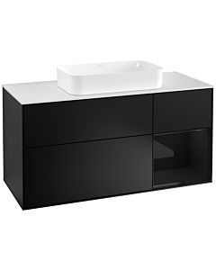 Villeroy und Boch Finion Villeroy und Boch G301PHPD 120cm, couvercle blanc mat, Emotion, étagère à droite Glossy Black Lacquer , laqué noir mat