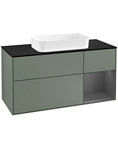 Villeroy und Boch Finion Villeroy und Boch G302GKGM 120cm, plaque de finition noir mat, Emotion, étagère droite Anthracite mat, Olive Matt Lacquer