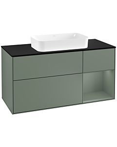 Villeroy und Boch Finion Villeroy und Boch Finion G302GMGM 120cm, cover plate black matt, Emotion, shelf on the right Olive Matt Lacquer , Olive Matt Lacquer