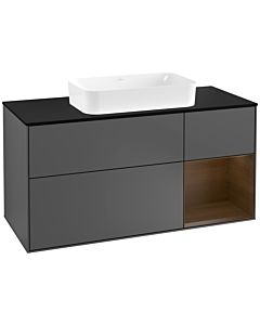 Villeroy und Boch Finion Villeroy und Boch Finion G302GNGK 120cm, cover plate black matt, Emotion, shelf on the right walnut veneer, anthracite matt