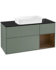 Villeroy und Boch Finion Villeroy und Boch G302GNGM 120cm, plaque de finition noir mat, émotion, étagère droite placage Olive Matt Lacquer , Olive Matt Lacquer