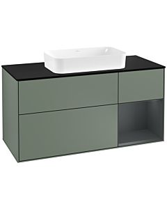 Villeroy und Boch Finion Villeroy und Boch G302HGGM 120cm, plaque de finition noir mat, Emotion, étagère à droite Midnight Blue Matt Lacquer , Olive Matt Lacquer