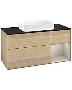 Villeroy und Boch Finion Villeroy und Boch Finion G302HHPC 120cm, cover plate black matt, Emotion, shelf right Sand matt, Oak Veneer