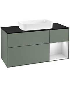 Villeroy und Boch Finion Villeroy und Boch Finion G302MTGM 120cm, cover plate black matt, Emotion, shelf on the right white matt lacquer, Olive Matt Lacquer