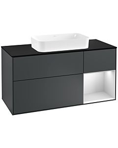 Villeroy und Boch Finion Villeroy und Boch Finion G302MTHG 120cm, cover plate black matt, Emotion, shelf on the right white matt lacquer, midnight Blue Matt Lacquer