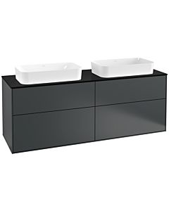 Villeroy und Boch Finion Waschtischunterschrank G31200HG 160x60,3cm, Emotion, Abdeckplatte black matt, Midnight Blue Matt Lacquer