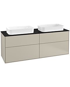 Villeroy und Boch Finion Waschtischunterschrank G31200HH 160x60,3cm, Emotion, Abdeckplatte black matt, Sand Matt Lacquer