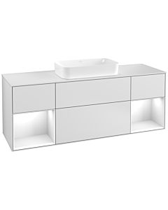 Villeroy und Boch Finion Waschtischunterschrank G331GFMT 160cm, Abdeckplatte white matt, Emotion, Regale Glossy white lacquer, White matt lacquer