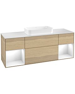 Villeroy und Boch Finion Villeroy und Boch G331GFPC 160cm, plaque de finition blanc mat, Emotion, étagères Laque blanc brillant, Oak Veneer