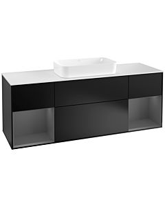 Villeroy und Boch Finion Villeroy und Boch Finion G331GKPD 160cm, cover plate white matt, Emotion, shelves anthracite matt lacquer, black matt lacquer