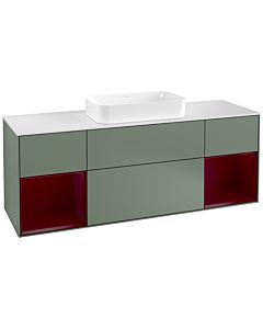 Villeroy und Boch Finion Waschtischunterschrank G331HBGM 160cm, Abdeckplatte white matt, Emotion, Regale Peony matt lacquer, Olive Matt Lacquer