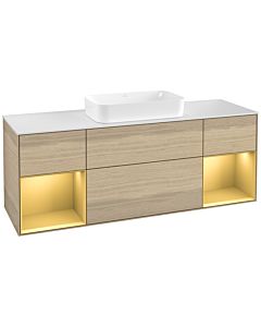 Villeroy und Boch Finion Villeroy und Boch Finion G331HFPC 160cm, cover plate white matt, Emotion, shelves gold matt lacquer, Oak Veneer