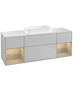 Villeroy und Boch Finion Waschtischunterschrank G331PCGJ 160cm, Abdeckplatte white matt, Emotion, Regale Oak Veneer, Light grey matt