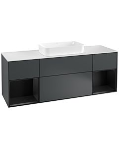 Villeroy und Boch Finion Waschtischunterschrank G331PDHG 160cm, Abdeckplatte white matt, Emotion, Regale Black matt lacquer, Midnight Blue Matt Lacquer