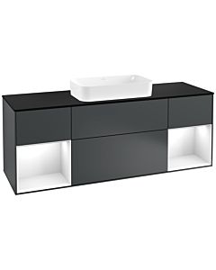 Villeroy und Boch Finion Villeroy und Boch Finion G332GFHG 160cm, cover plate black matt, Emotion, shelves Glossy white lacquer, Midnight Blue Matt Lacquer
