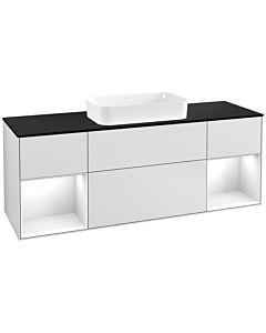 Villeroy und Boch Finion Villeroy und Boch Finion G332GFMT 160cm, cover plate black matt, Emotion, shelves Glossy white lacquer, white matt lacquer