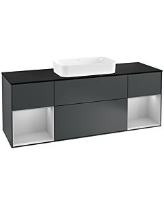 Villeroy und Boch Finion Villeroy und Boch Finion G332GJHG 160cm, cover plate black matt, Emotion, shelves light gray matt lacquer, midnight Blue Matt Lacquer