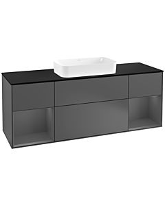Villeroy und Boch Finion Villeroy und Boch Finion G332GKGK 160cm, cover plate black matt, Emotion, shelves anthracite matt lacquer, anthracite matt