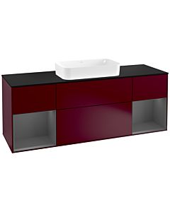 Villeroy und Boch Finion Waschtischunterschrank G332GKHB 160cm, Abdeckplatte black matt, Emotion, Regale Anthracite matt lacquer, Peony Matt