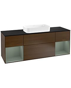 Villeroy und Boch Finion Villeroy und Boch Finion G332GMGN 160cm, cover plate black matt, Emotion, shelves olive matt lacquer, walnut veneer