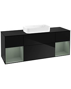 Villeroy und Boch Finion Villeroy und Boch Finion G332GMPH 160cm, cover plate black matt, Emotion, shelves olive matt lacquer, Glossy Black Lacquer