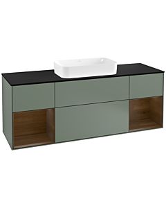 Villeroy und Boch Finion Villeroy und Boch Finion G332GNGM 160cm, cover plate black matt, Emotion, shelves Olive Matt Lacquer veneer, Olive Matt Lacquer