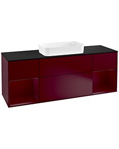 Villeroy und Boch Finion Villeroy und Boch G332HBHB 160cm, plaque de finition noir mat, Emotion, étagères Peony laqué mat, Peony Matt