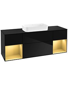 Villeroy und Boch Finion Villeroy und Boch Finion G332HFPH 160cm, cover plate black matt, Emotion, shelves gold matt lacquer, Glossy Black Lacquer
