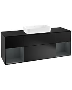 Villeroy und Boch Finion Villeroy und Boch Finion G332HGPD 160cm, cover plate black matt, Emotion, shelves midnight matt lacquer, black matt lacquer