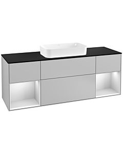 Villeroy und Boch Finion Villeroy und Boch Finion G332MTGJ 160cm, cover plate black matt, Emotion, shelves white matt lacquer, light gray matt