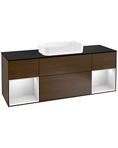 Villeroy und Boch Finion Villeroy und Boch Finion G332MTGN 160cm, cover plate black matt, Emotion, shelves white matt lacquer, walnut veneer