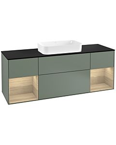 Villeroy und Boch Finion Villeroy und Boch Finion G332PCGM 160cm, cover plate black matt, Emotion, shelves Oak Veneer , Olive Matt Lacquer