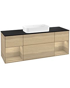 Villeroy und Boch Finion Villeroy und Boch Finion G332PCPC 160cm, cover plate black matt, Emotion, shelves Oak Veneer , Oak Veneer
